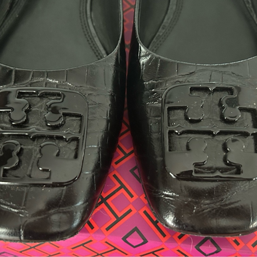 Tory Burch Georgia Square Toe Leather Ballet Flats